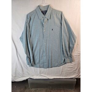 Ralph Lauren Blaire Mens XL Plaid Button Down Shirt Blue White Cotton